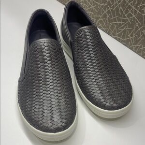 Ecco Black Woven Slip-On Loafers